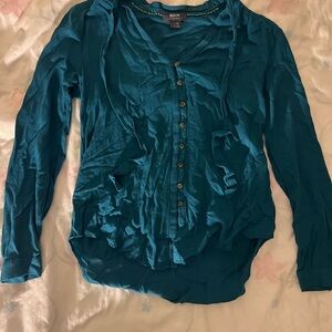 Anthropologie Teal Button-Down Shirt